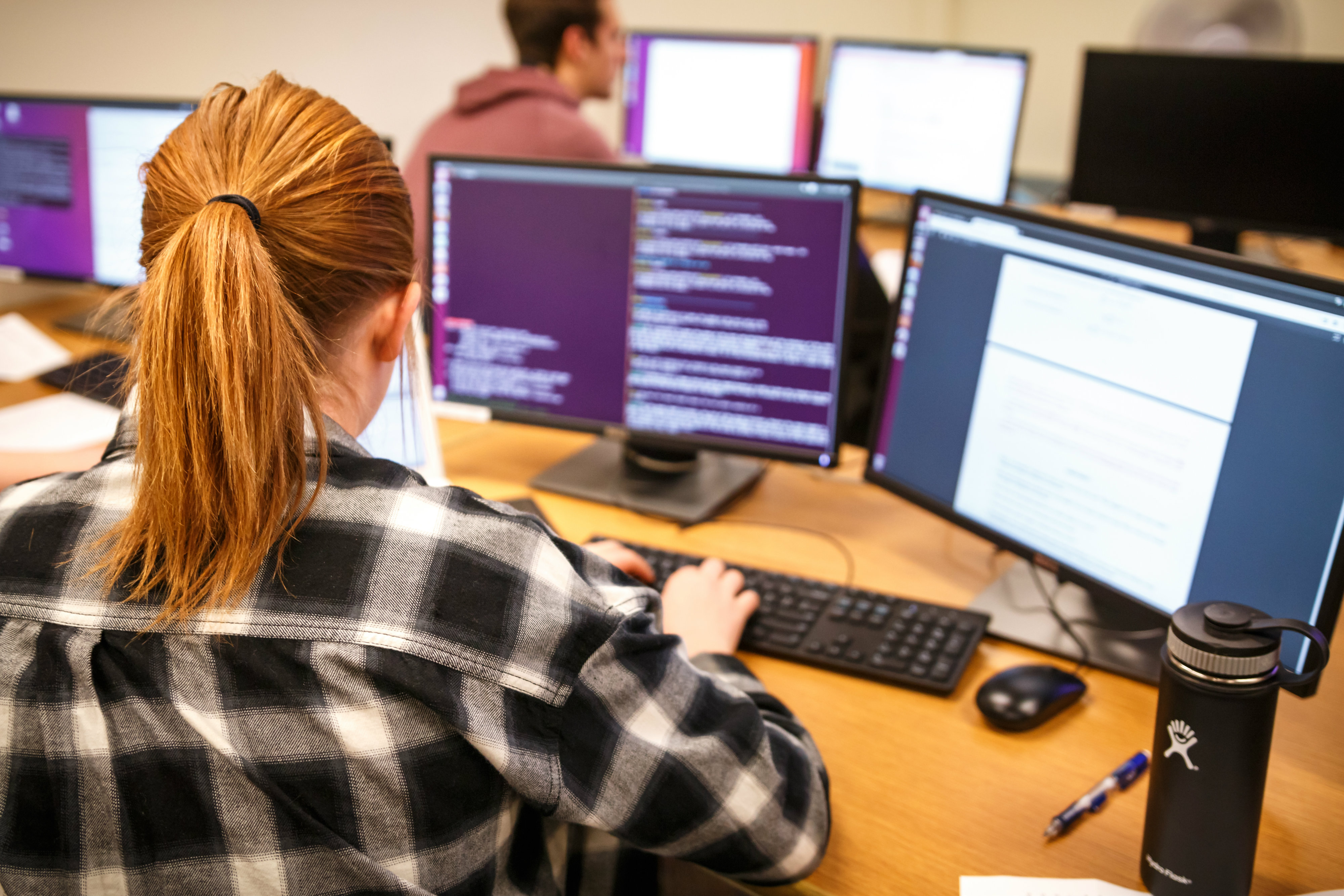 A Mines student works in a computer lab